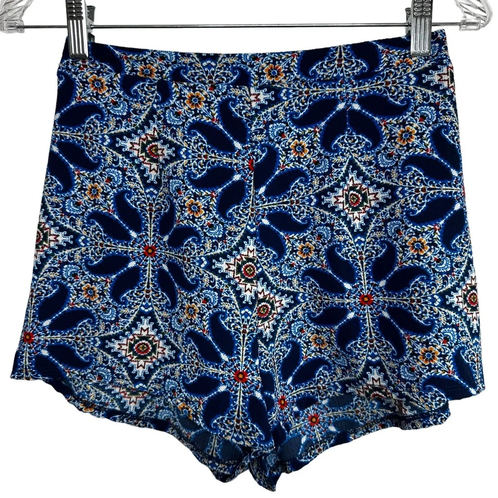 Show Me Your MuMu Miami Blue Print Cabana Shorts Size Small High Rise Coastal - Picture 3 of 8
